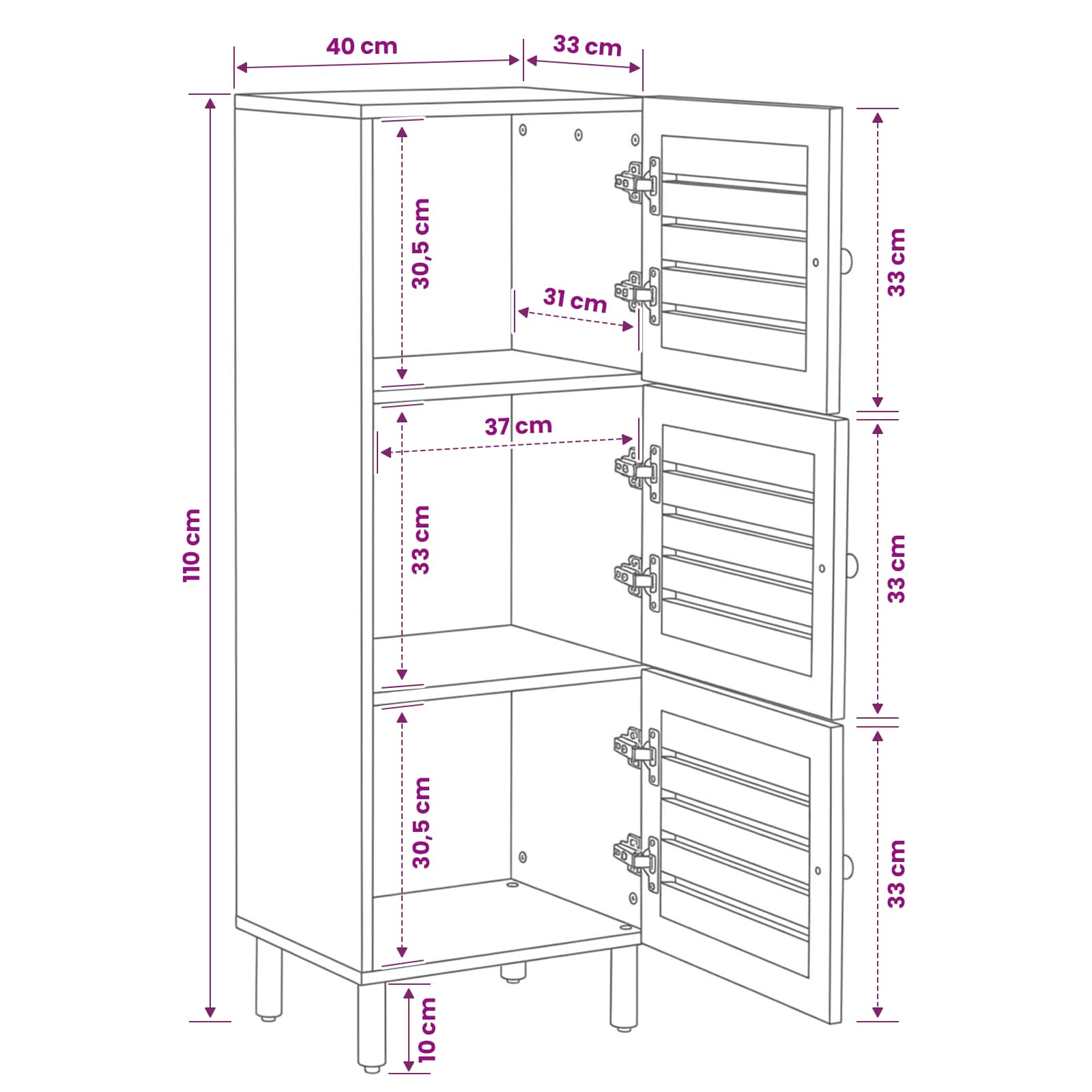 Armoires de rangement Naturel 40 x 33 x 110 cm