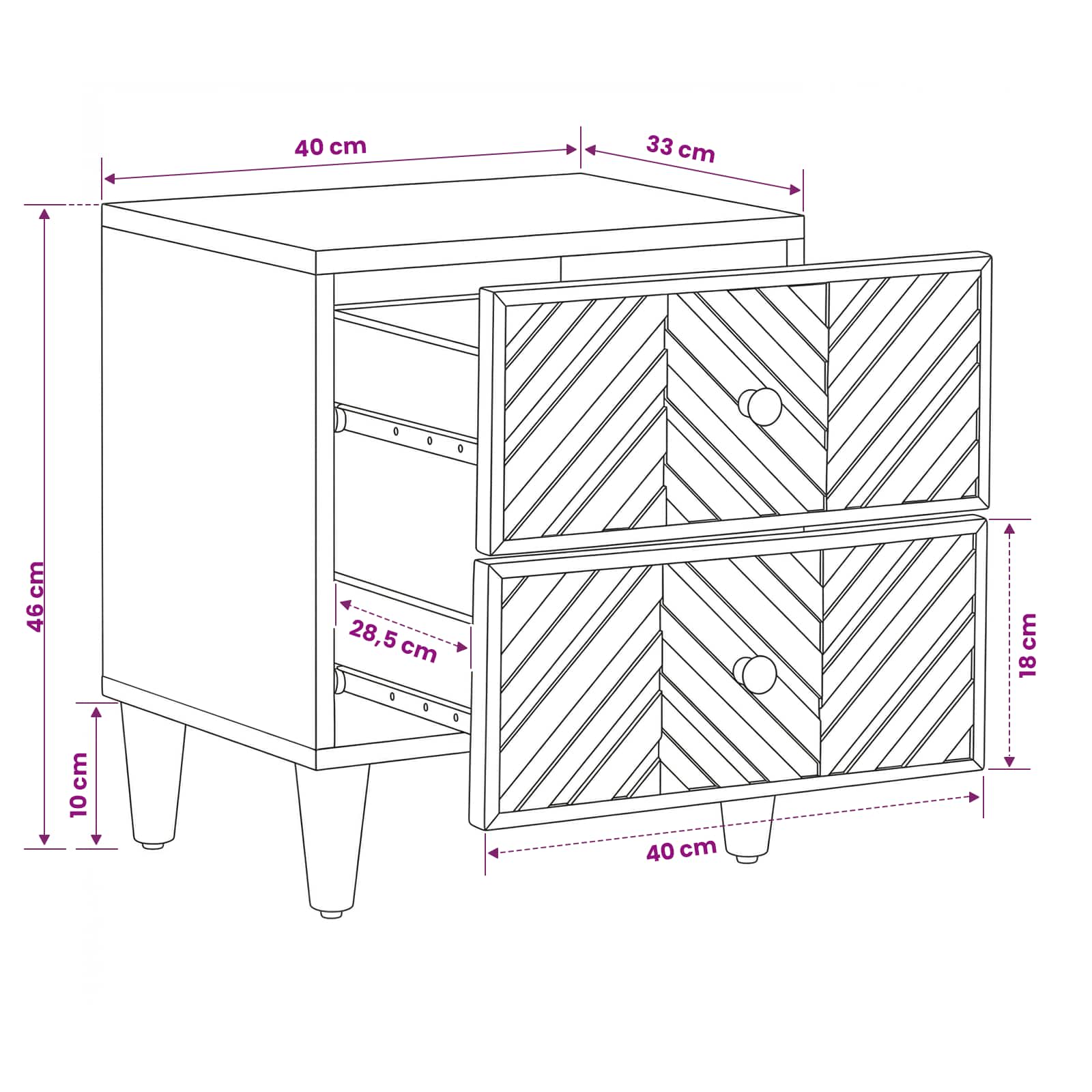 Table de chevet avec tiroir 2 pcs Marron 40 x 33,5 x 46 cm - XIOS