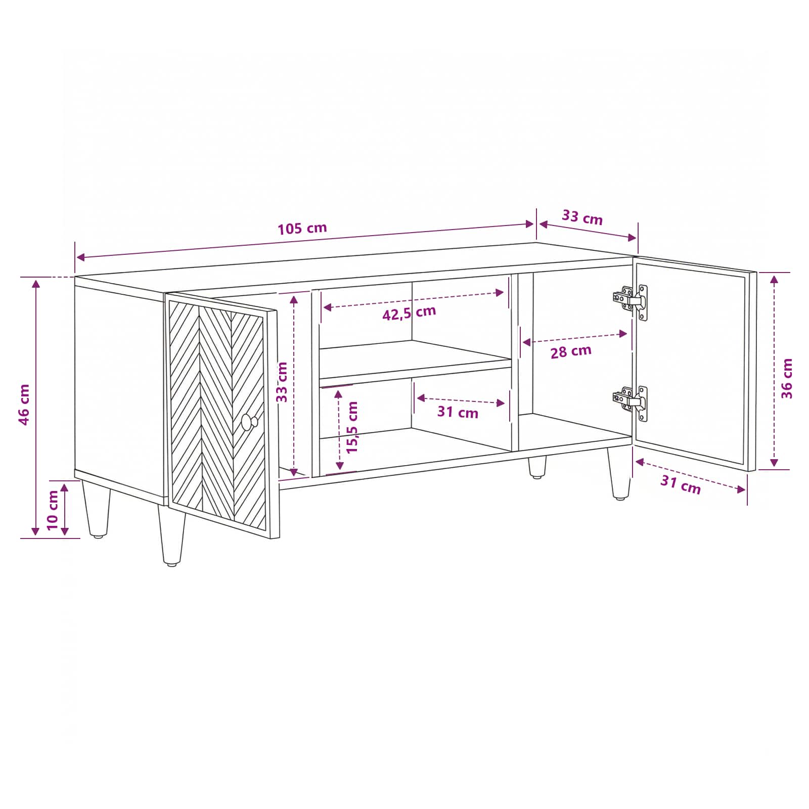 Armoires de rangement avec stockage Marron 105 x 33,5 x 46 cm - XIOS
