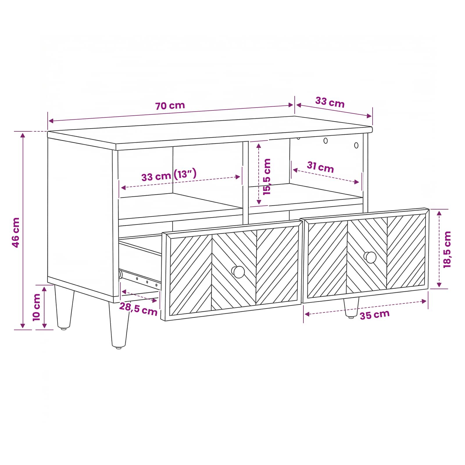 Armoires de rangement avec tiroir Marron 70 x 33,5 x 46 cm - XIOS