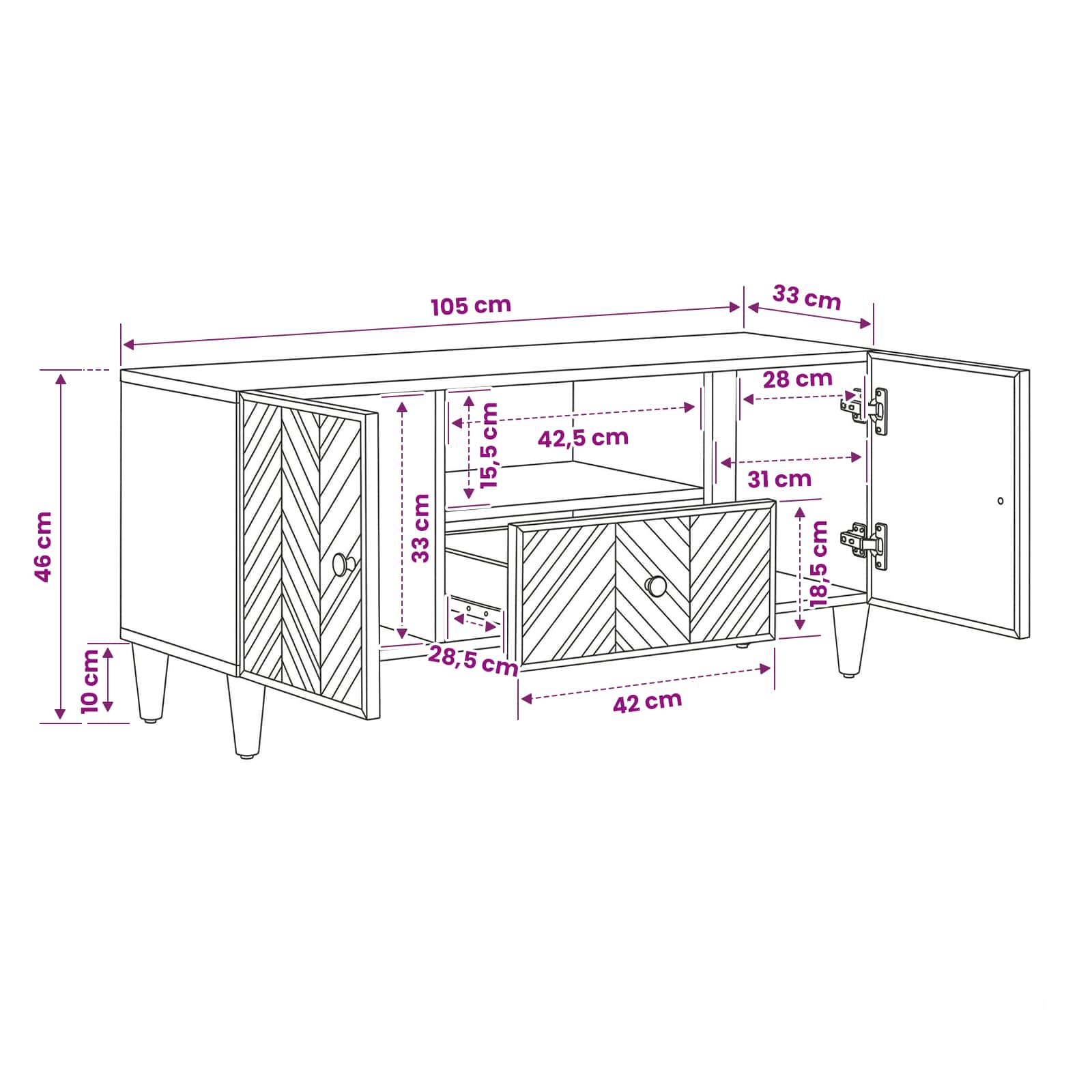 Armoires de rangement Marron 105 x 33,5 x 46 cm