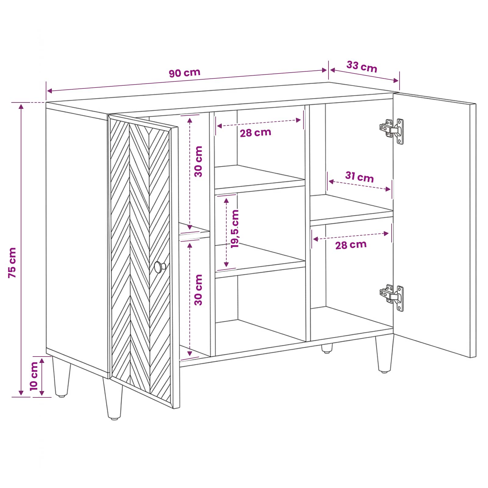 Armoires de rangement avec stockage Marron 90 x 33,5 x 75 cm - XIOS