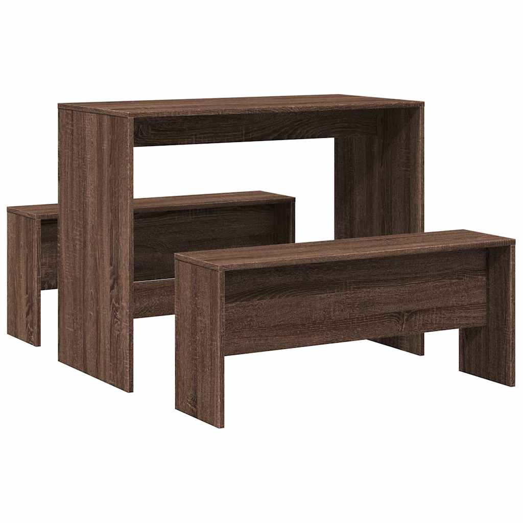 Ensemble table à manger et bancs 3 pcs bois d'ingénierie - XIOS