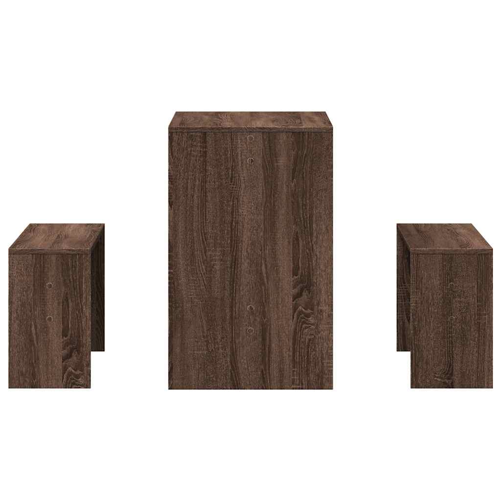 Ensemble table à manger et bancs 3 pcs bois d'ingénierie - XIOS