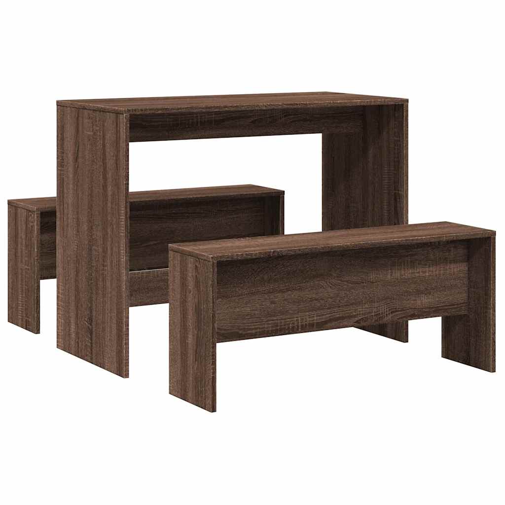 Ensemble table à manger et bancs 3 pcs bois d'ingénierie - XIOS