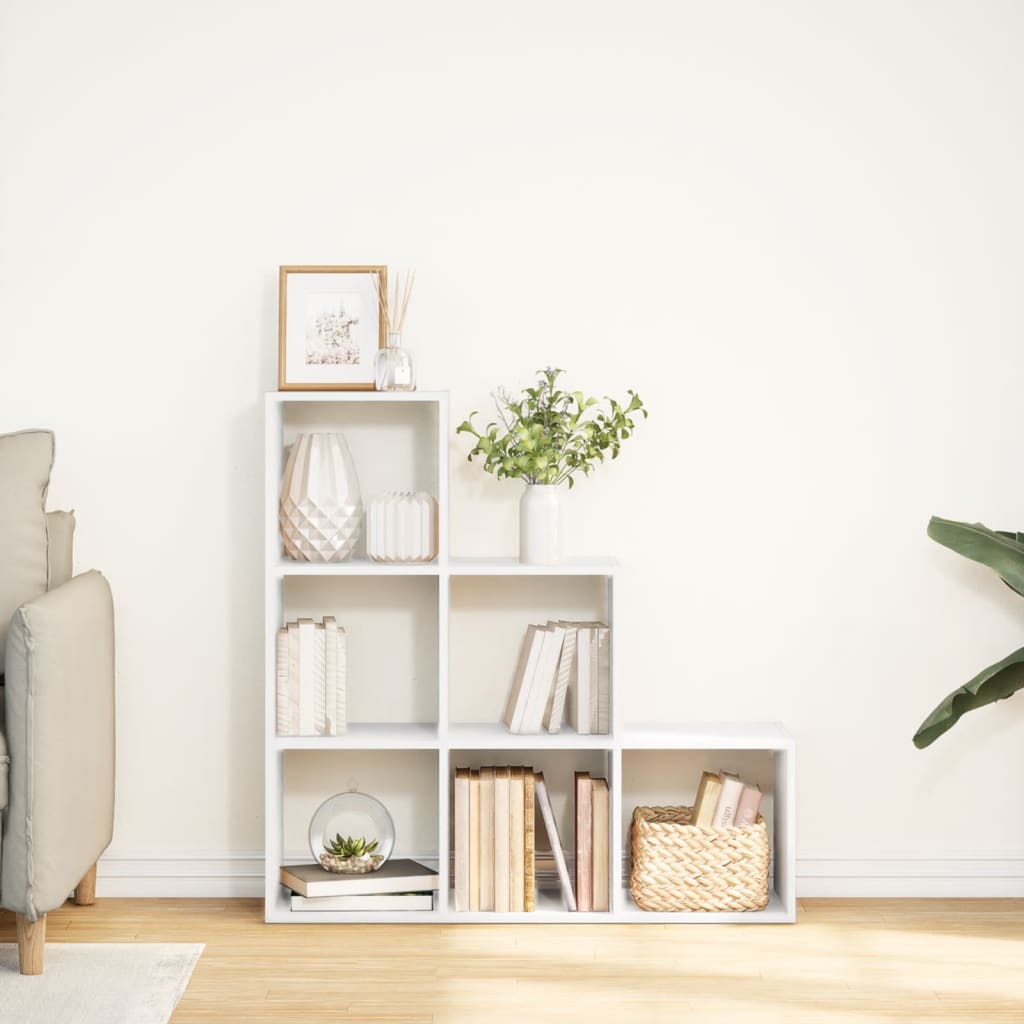 Bibliothèque séparateur de pièce à 3 niveaux Blanc 99 x 29 x 99 cm Bois d'ingénierie - XIOS