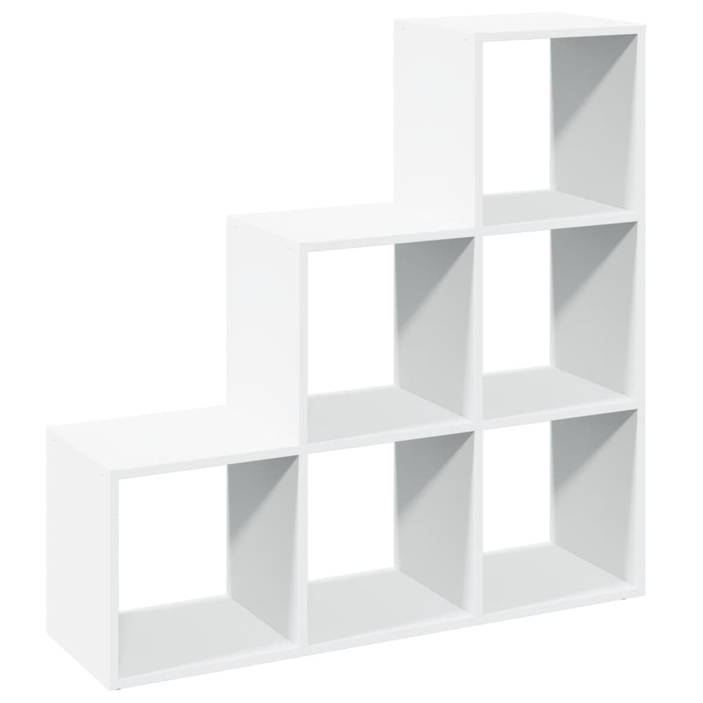 Bibliothèque séparateur de pièce à 3 niveaux Blanc 99 x 29 x 99 cm Bois d'ingénierie - XIOS