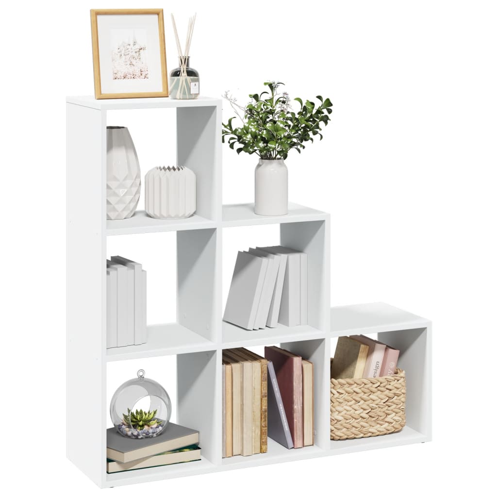 Bibliothèque séparateur de pièce à 3 niveaux Blanc 99 x 29 x 99 cm Bois d'ingénierie - XIOS