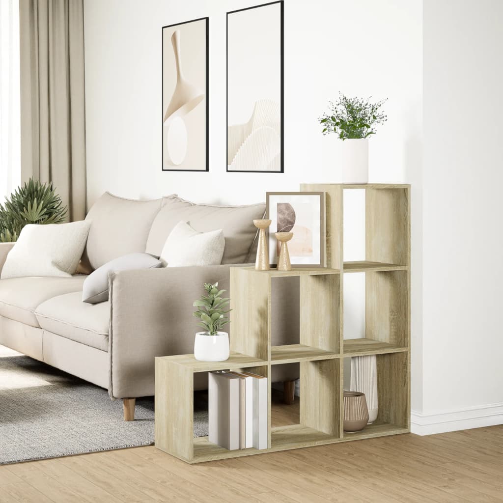 Étagère séparatrice de pièce 3 niveaux chêne sonoma 99x29x99 cm - XIOS