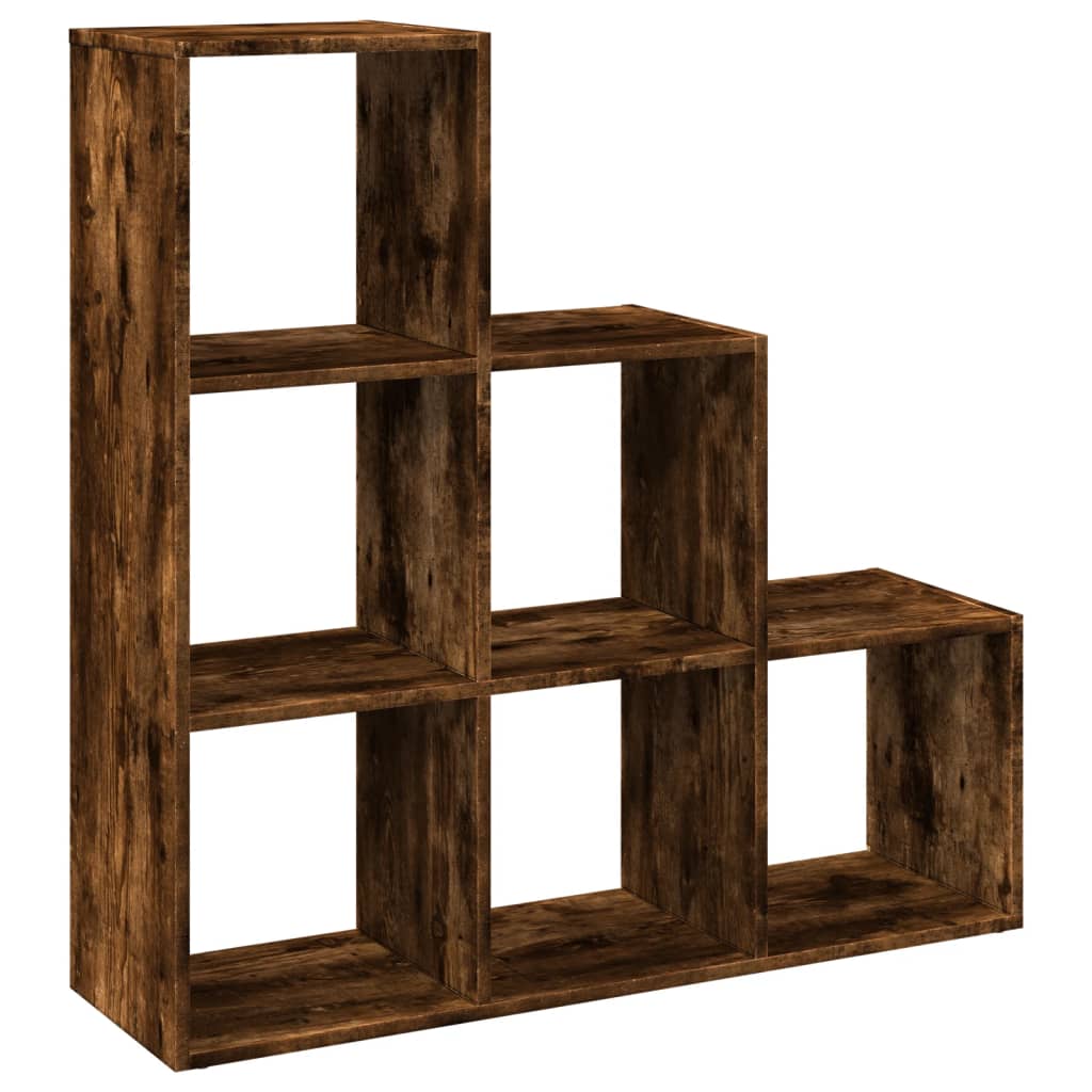 Étagère séparatrice de pièce à 3 niveaux chêne fumé 99x29x99 cm - XIOS