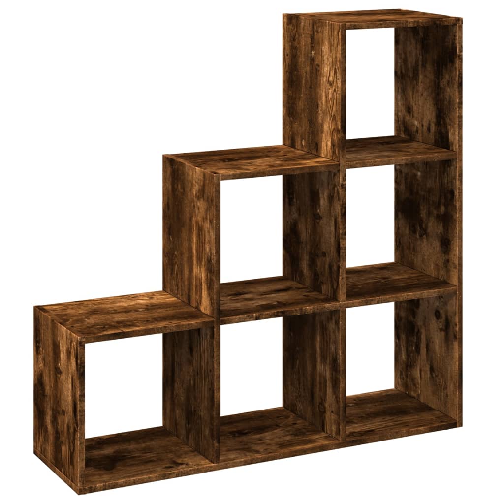 Étagère séparatrice de pièce à 3 niveaux chêne fumé 99x29x99 cm - XIOS