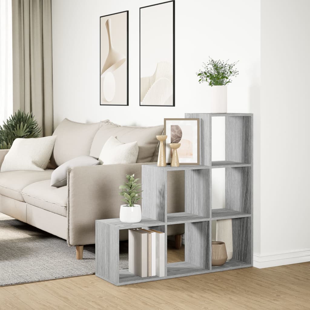 Étagère séparatrice de pièce à 3 niveaux sonoma gris 99x29x99cm - XIOS