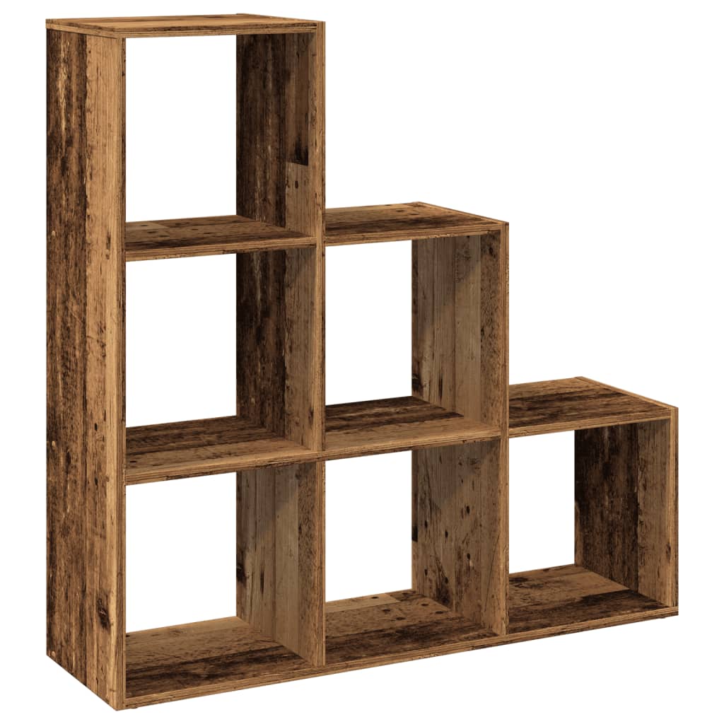 Étagère séparatrice de pièce à 3 niveaux vieux bois 99x29x99 cm - XIOS