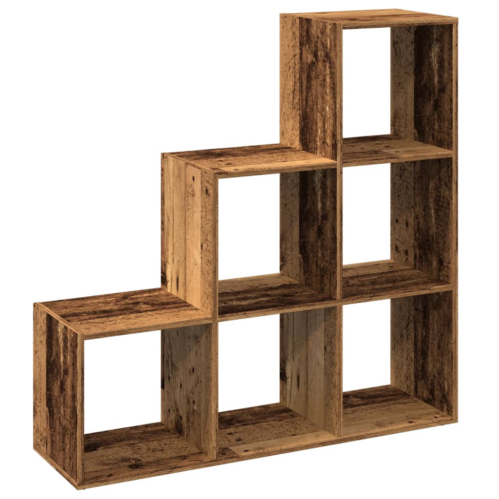 Étagère séparatrice de pièce à 3 niveaux vieux bois 99x29x99 cm - XIOS