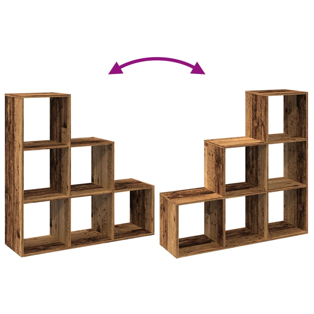 Étagère séparatrice de pièce à 3 niveaux vieux bois 99x29x99 cm - XIOS