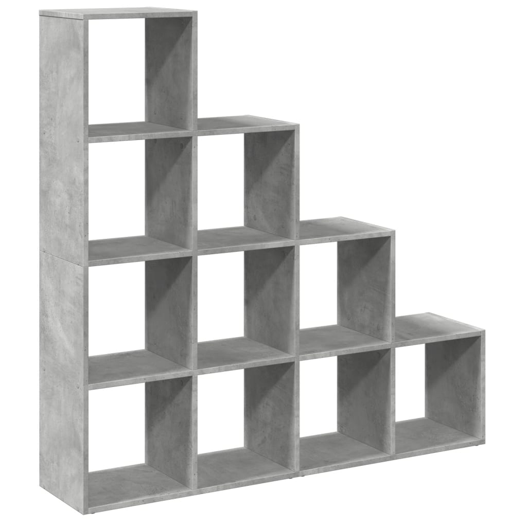 Étagère séparatrice de pièce à 4 niveaux gris béton - XIOS
