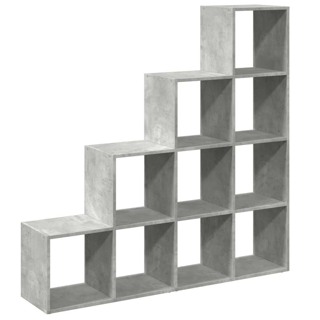 Étagère séparatrice de pièce à 4 niveaux gris béton - XIOS