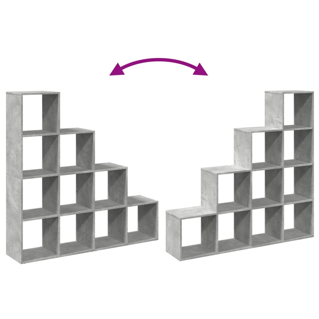 Étagère séparatrice de pièce à 4 niveaux gris béton - XIOS