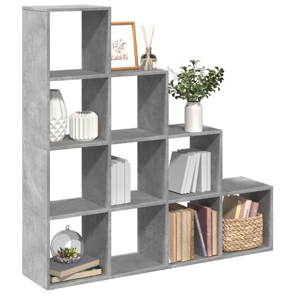 Étagère séparatrice de pièce à 4 niveaux gris béton - XIOS