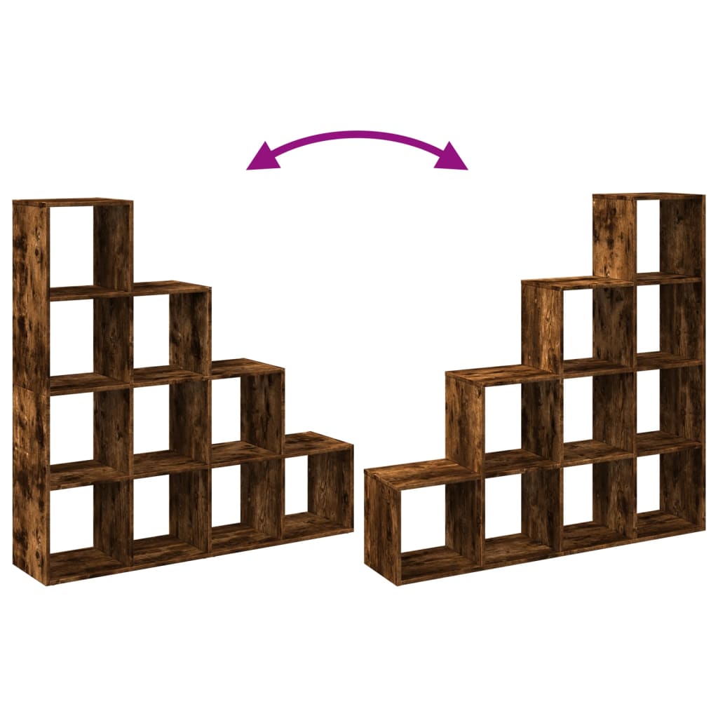 Étagère séparatrice de pièce 4 niveaux chêne fumé - XIOS
