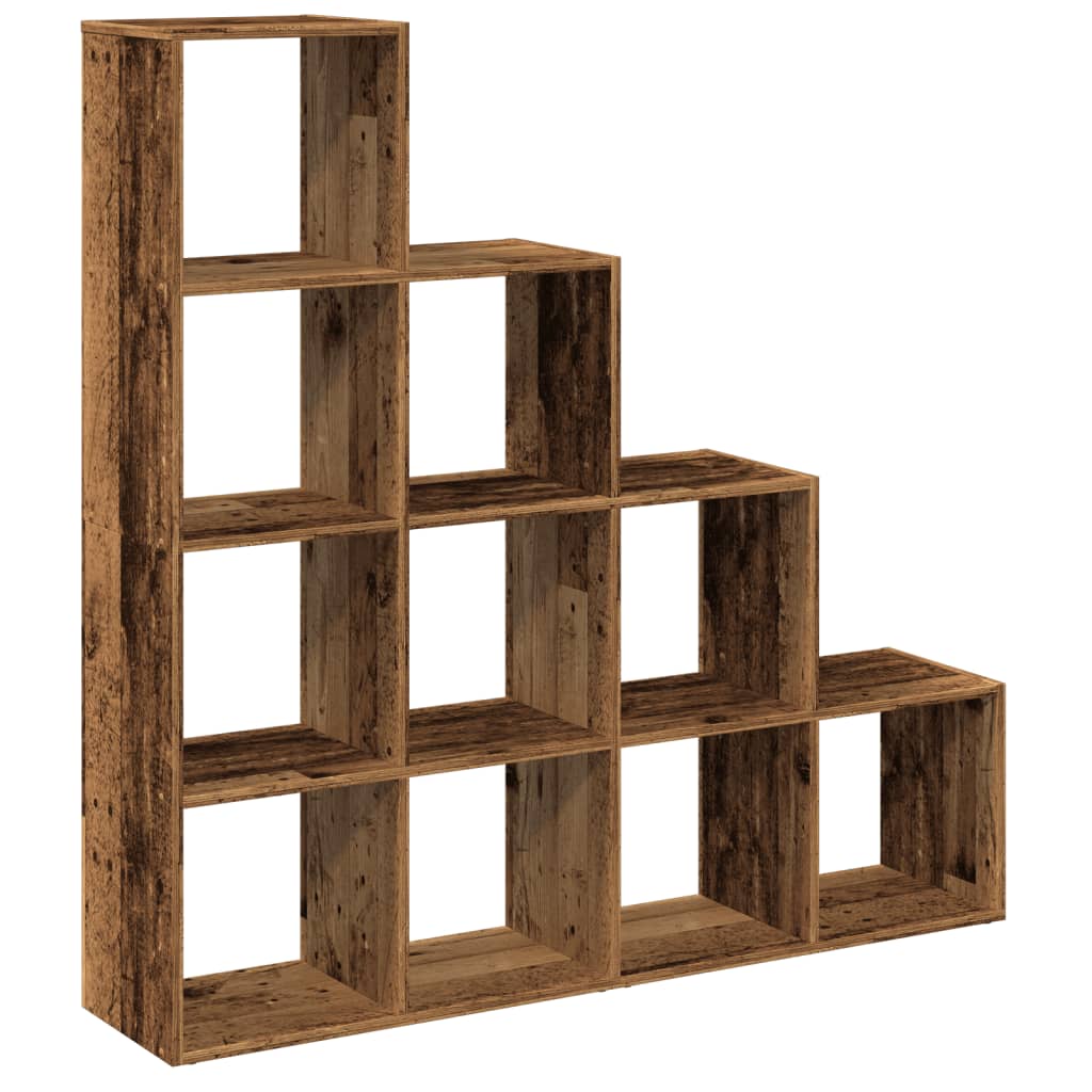 Étagère séparatrice de pièce à 4 niveaux vieux bois - XIOS