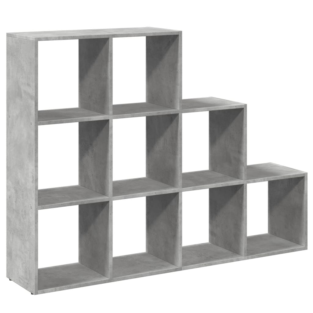 Étagère séparatrice de pièce à 3 niveaux gris béton - XIOS