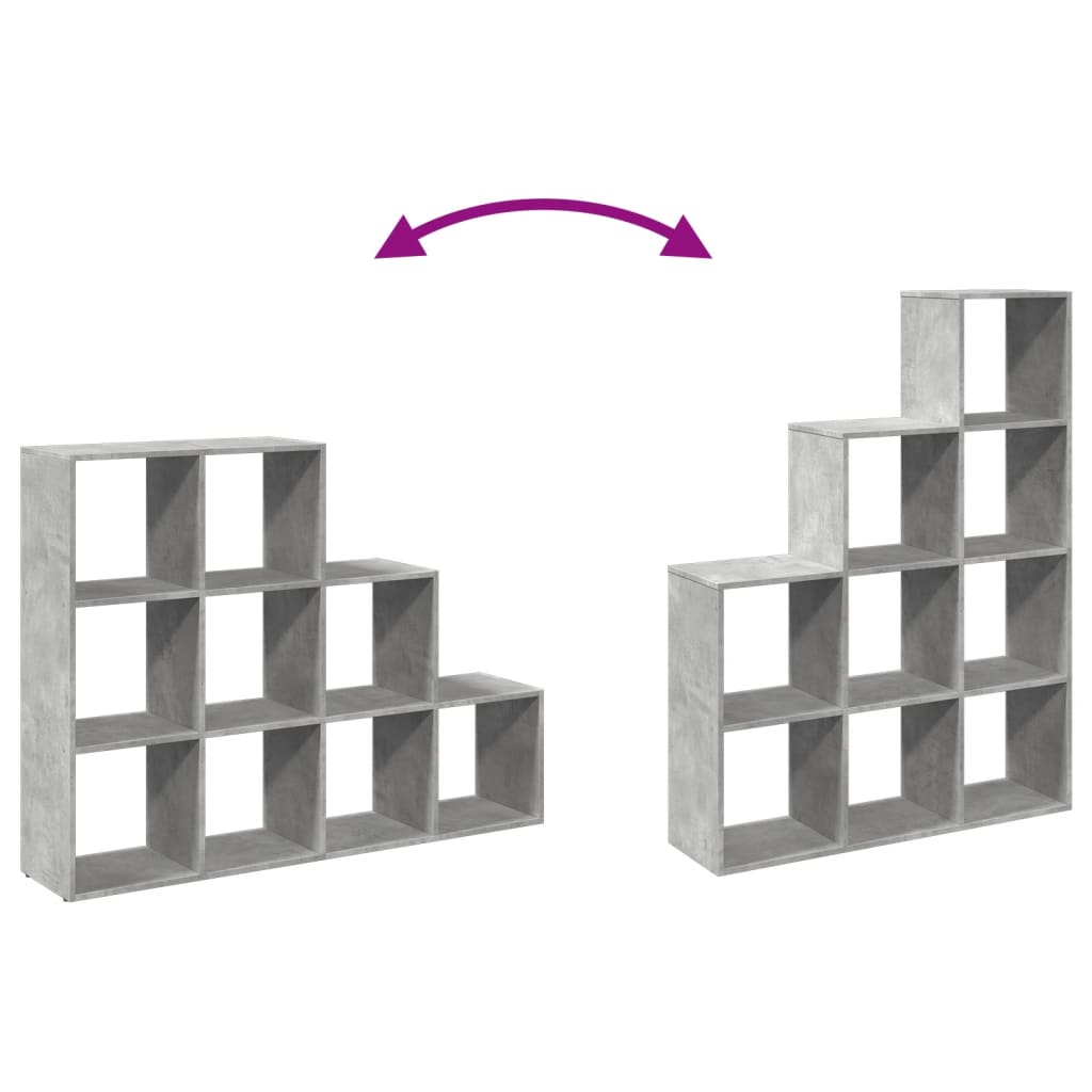 Étagère séparatrice de pièce à 3 niveaux gris béton - XIOS