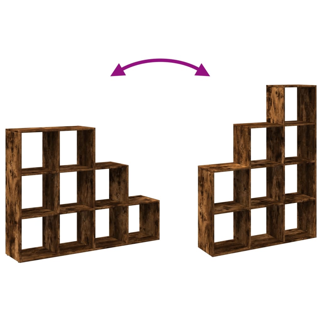 Étagère séparatrice de pièce 3 niveaux chêne fumé - XIOS