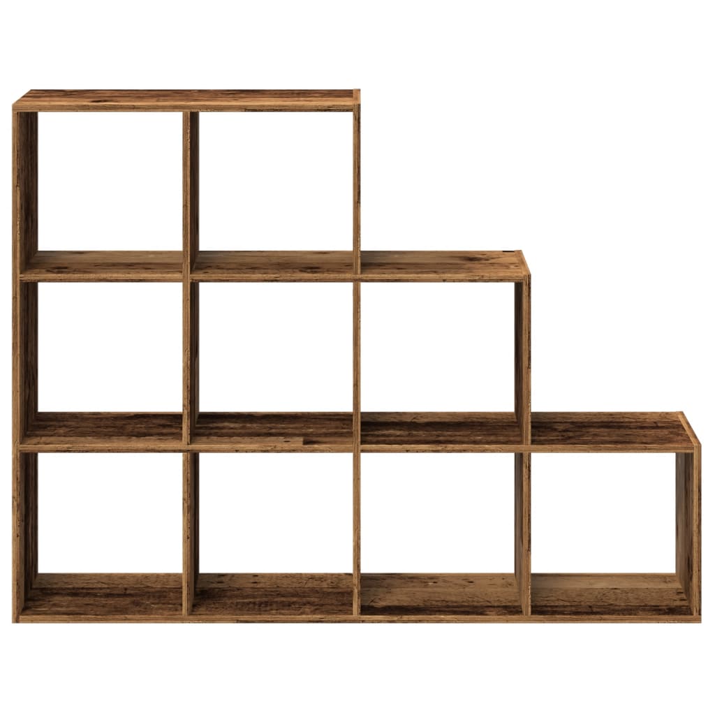 Étagère séparatrice de pièce à 3 niveaux vieux bois - XIOS