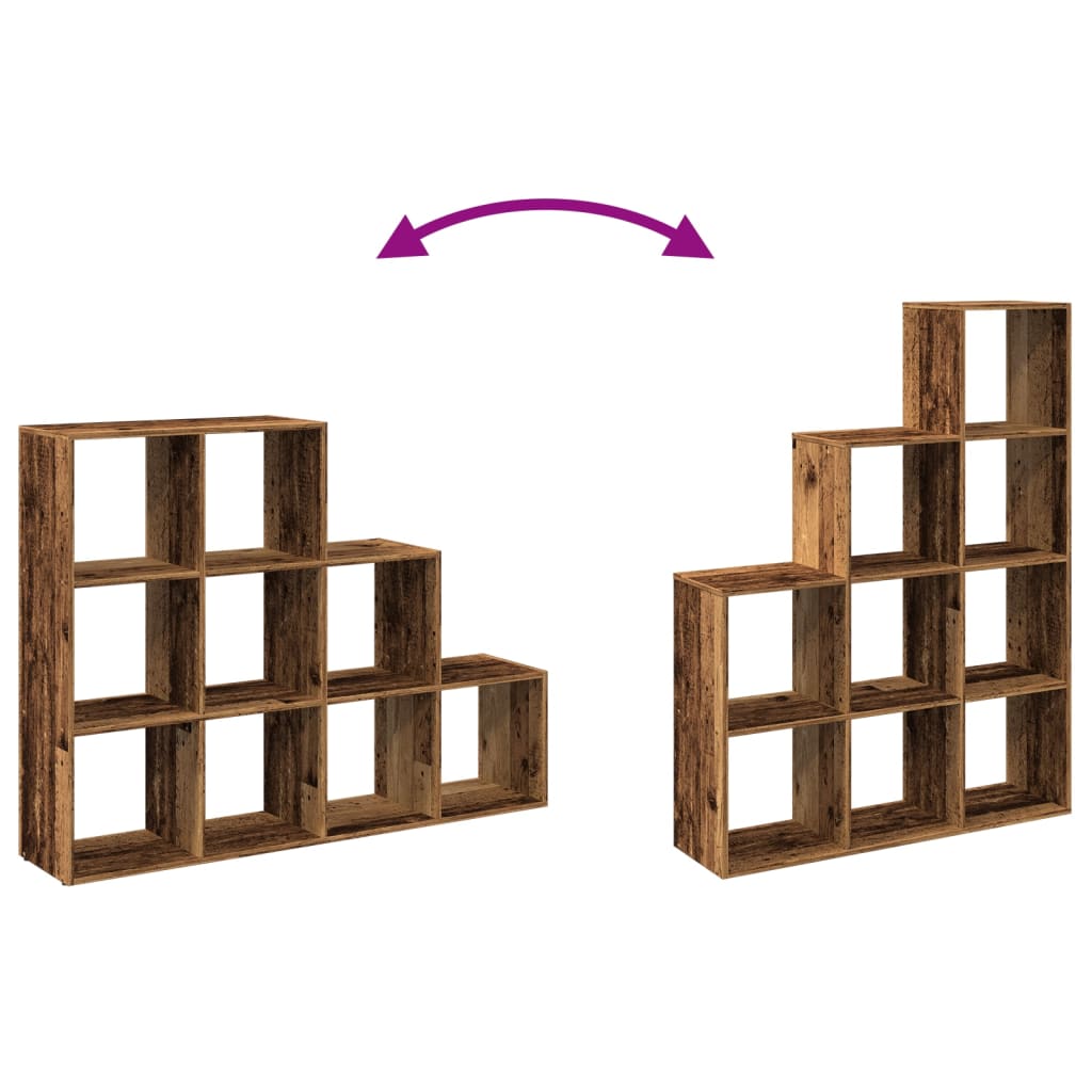 Étagère séparatrice de pièce à 3 niveaux vieux bois - XIOS
