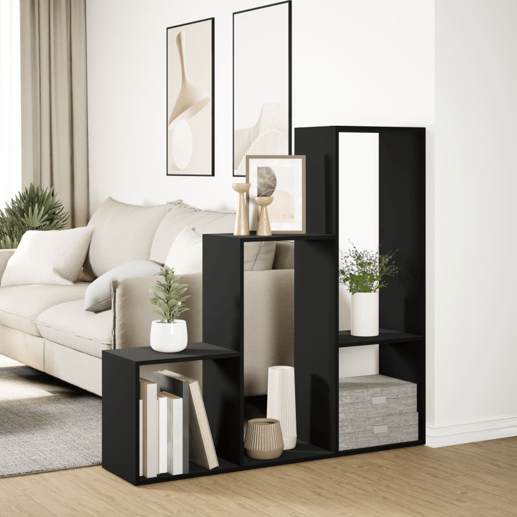 Étagère séparatrice de pièce à 3 niveaux noir 123x29x123 cm - XIOS