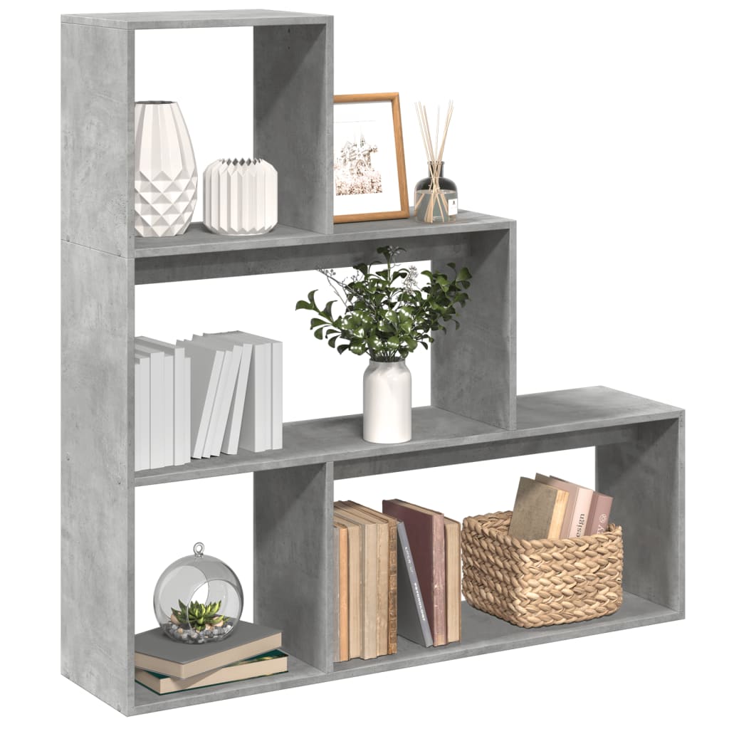 Étagère séparatrice de pièce 3 niveaux gris béton 123x29x123 cm - XIOS