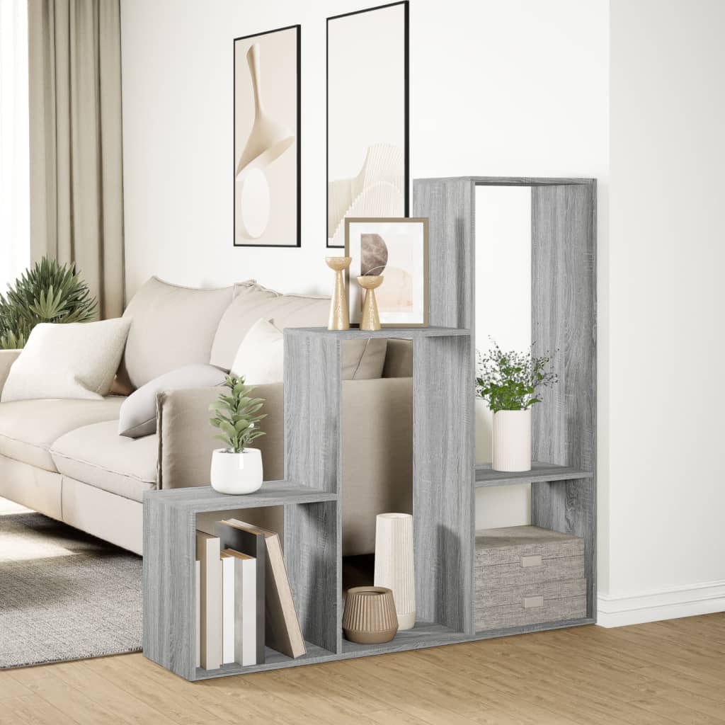 Étagère séparatrice de pièce 3niveaux sonoma gris 123x29x123 cm - XIOS