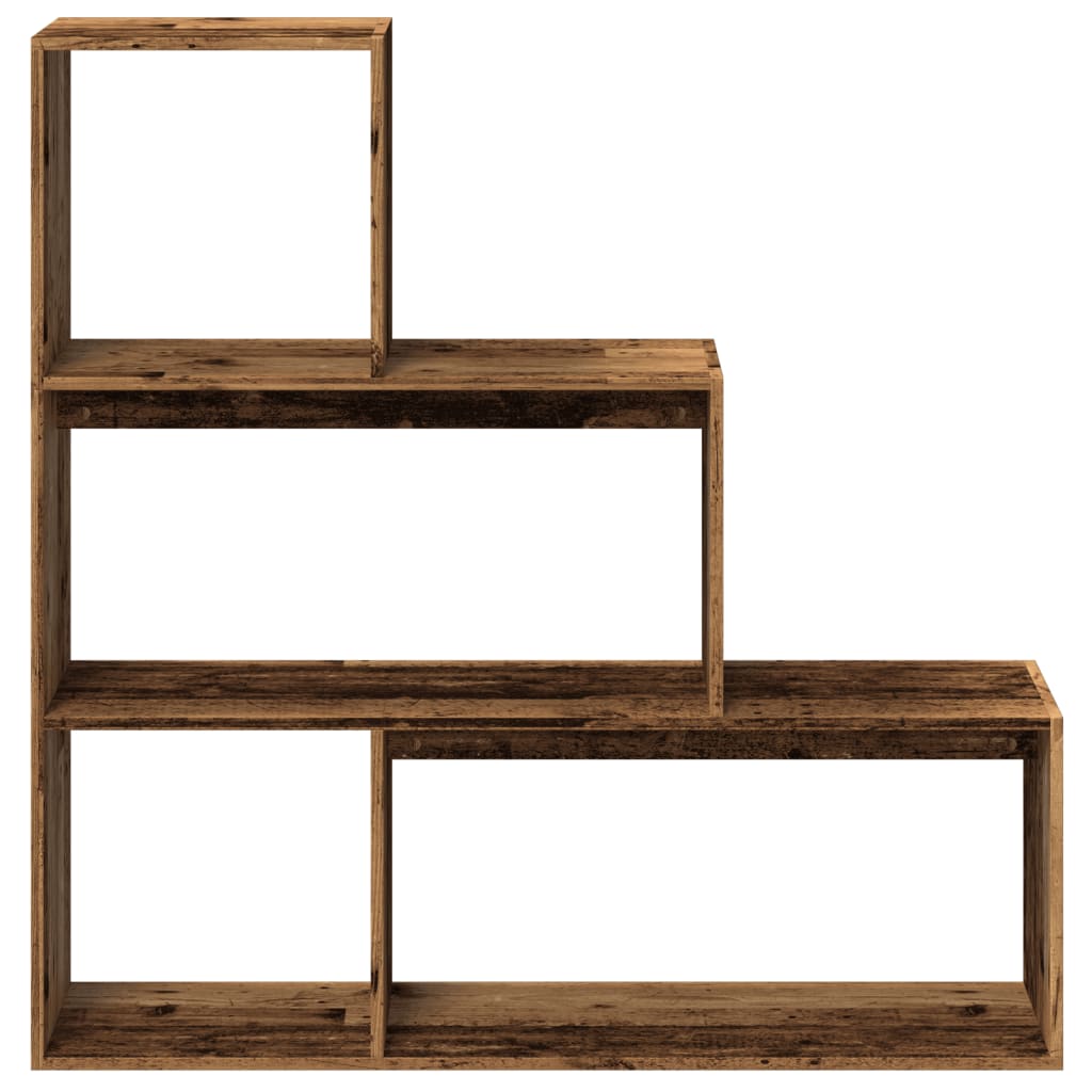 Étagère séparatrice de pièce 3 niveaux vieux bois 123x29x123 cm - XIOS