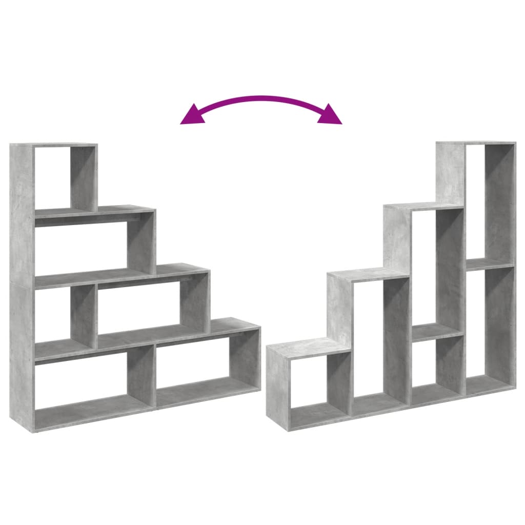 Étagère séparatrice de pièce à 4 niveaux gris béton - XIOS