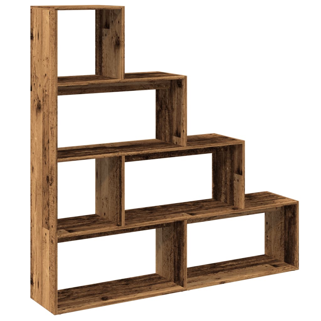 Étagère séparatrice de pièce à 4 niveaux vieux bois - XIOS