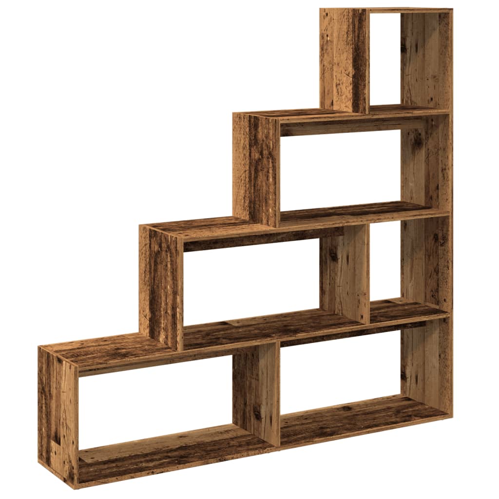 Étagère séparatrice de pièce à 4 niveaux vieux bois - XIOS