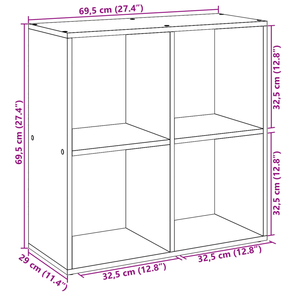 Bibliothèque séparateur de pièce Blanc 69,5 x 29 x 69,5 cm Bois d'ingénierie - XIOS