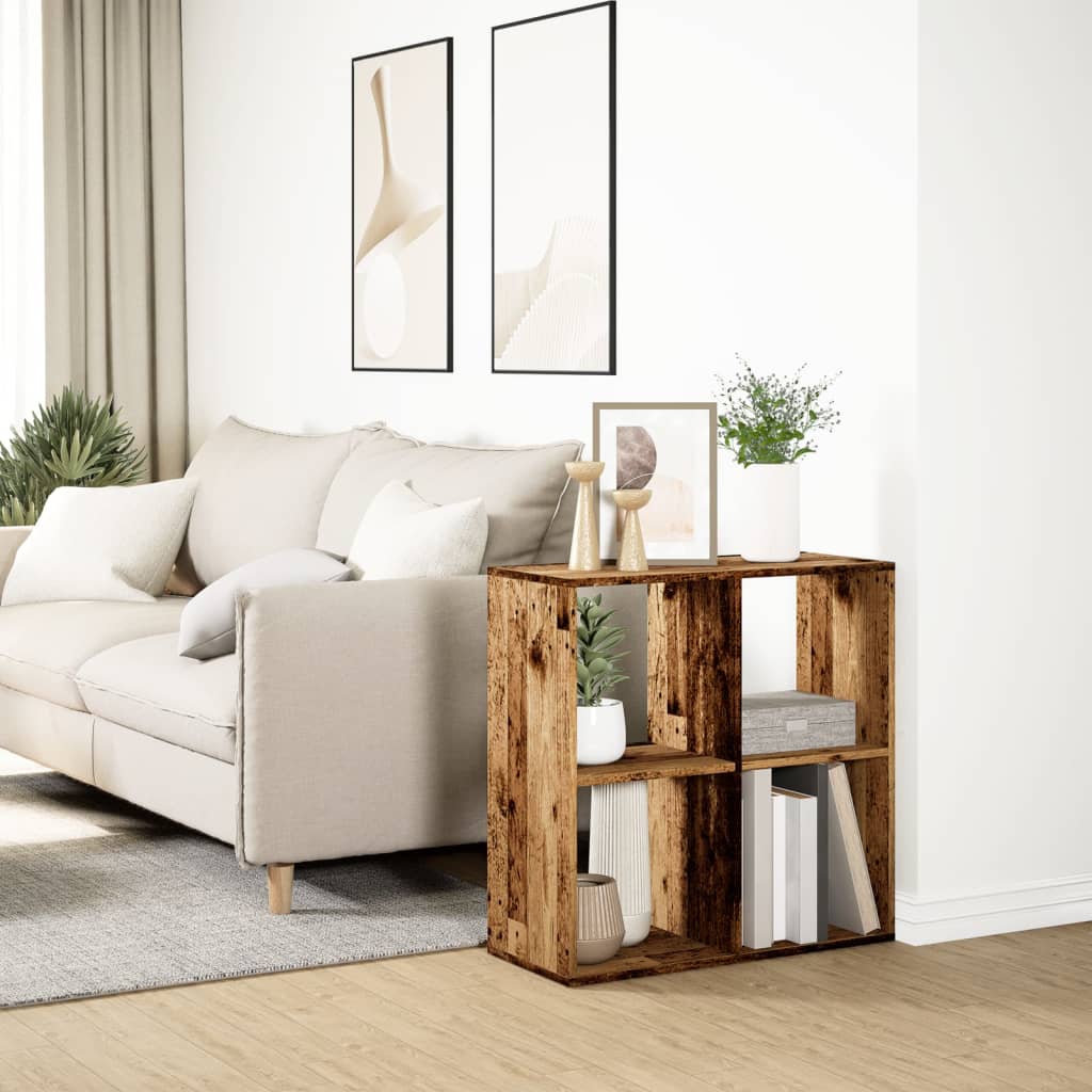 Étagère séparatrice de pièce vieux bois 69,5x29x69,5 cm - XIOS