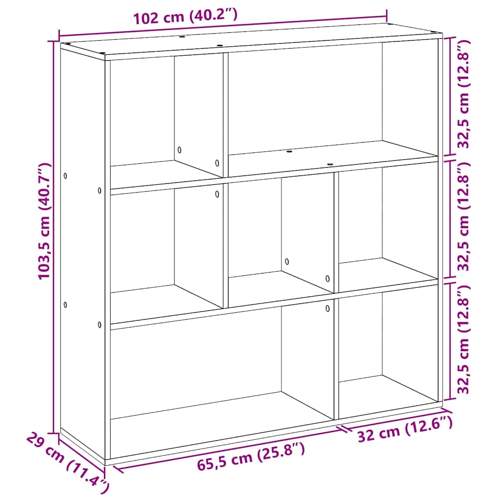 Étagère séparatrice de pièce chêne artisanal 102x29x103,5 cm