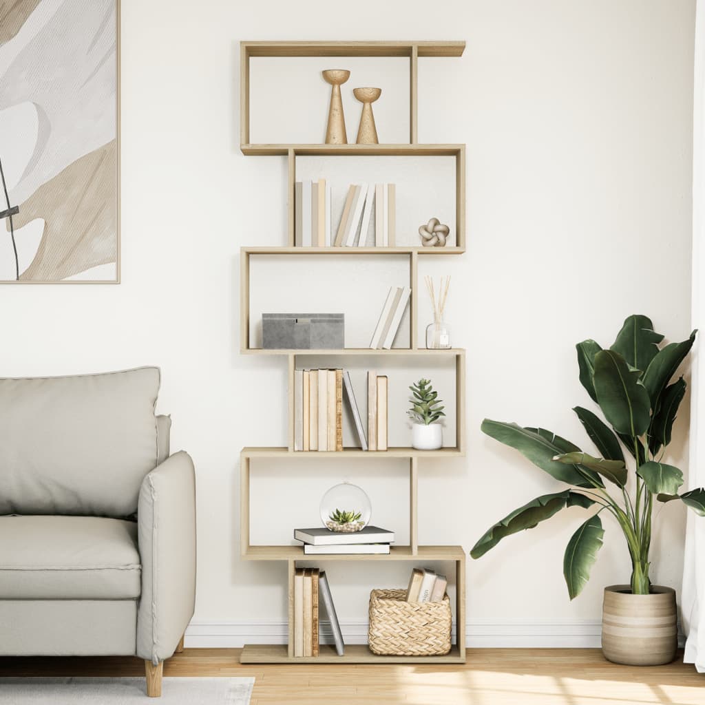 Étagère séparatrice de pièce 6 niveaux chêne sonoma 70x24x193cm - XIOS