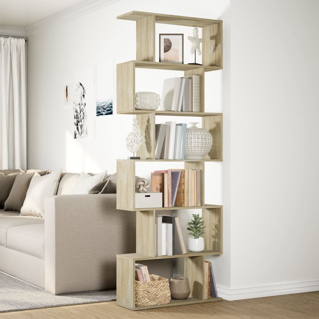 Étagère séparatrice de pièce 6 niveaux chêne sonoma 70x24x193cm - XIOS