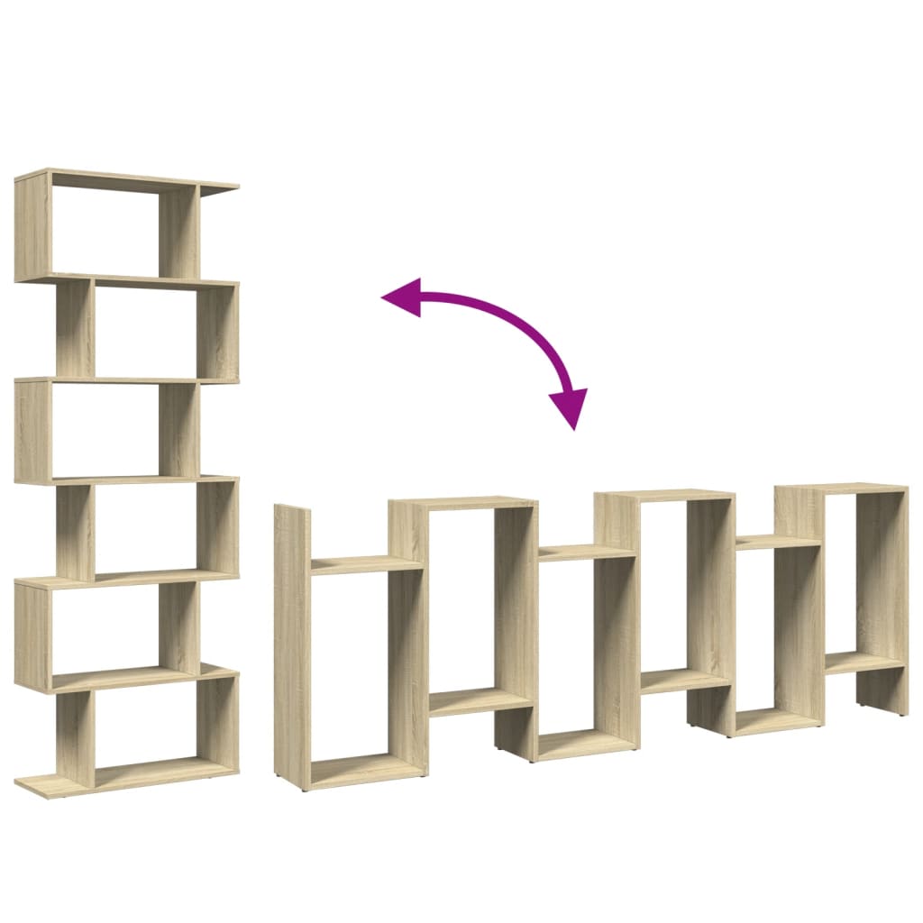 Étagère séparatrice de pièce 6 niveaux chêne sonoma 70x24x193cm - XIOS