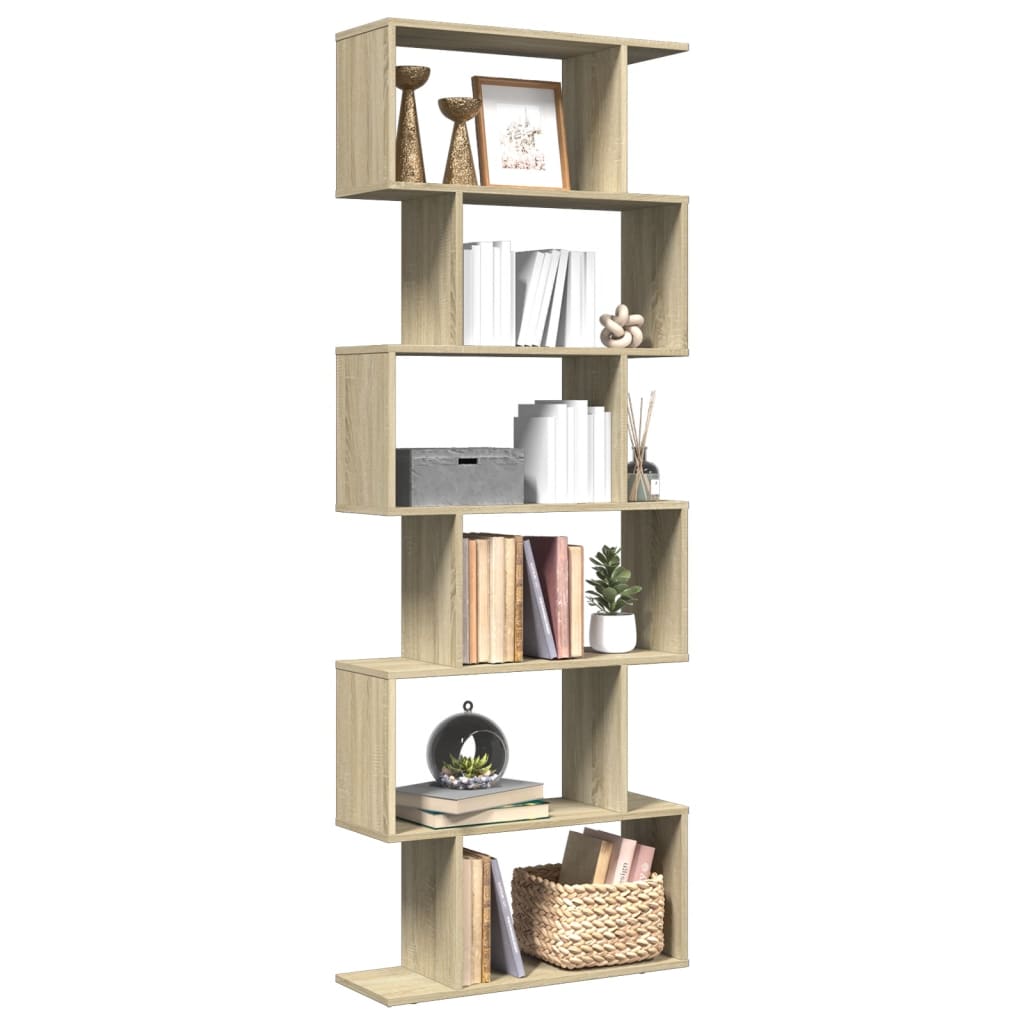 Étagère séparatrice de pièce 6 niveaux chêne sonoma 70x24x193cm - XIOS