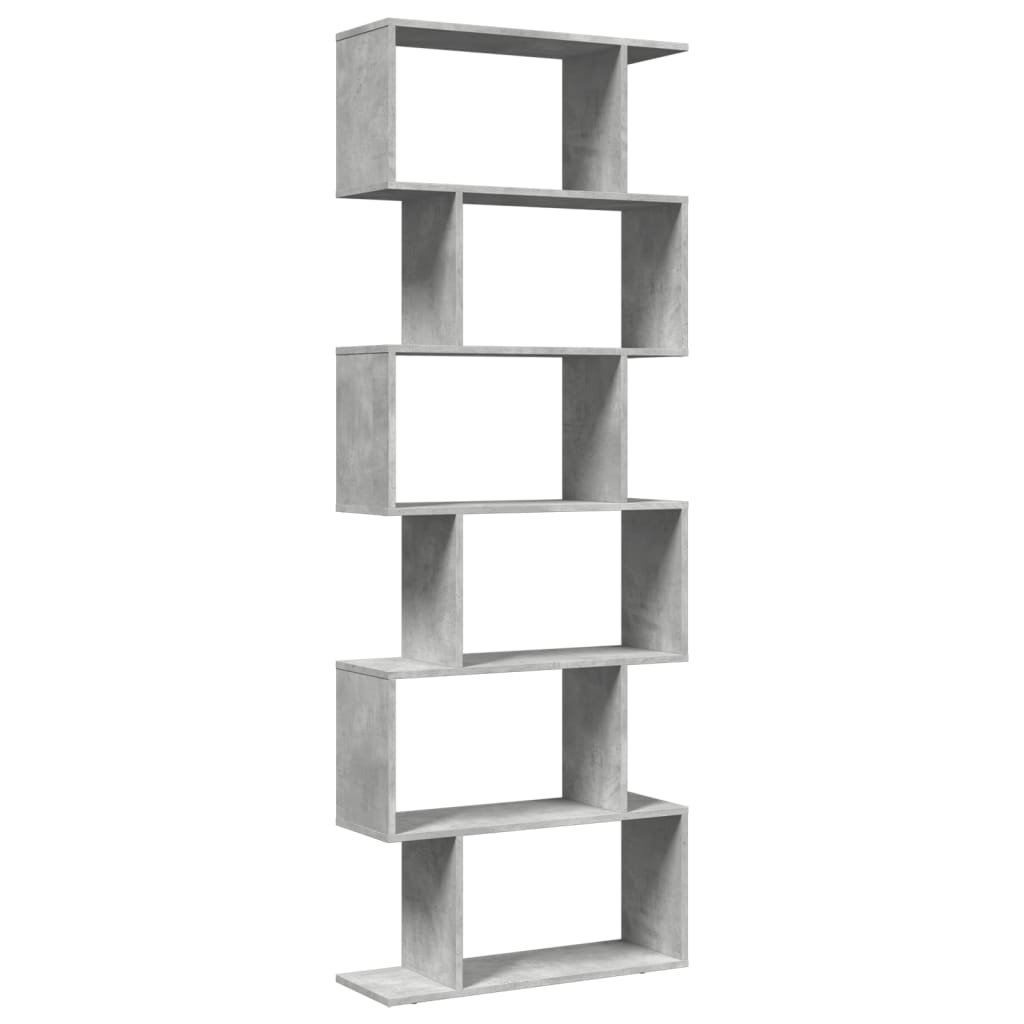 Étagère séparatrice de pièce à 6 niveaux gris béton 70x24x193cm - XIOS
