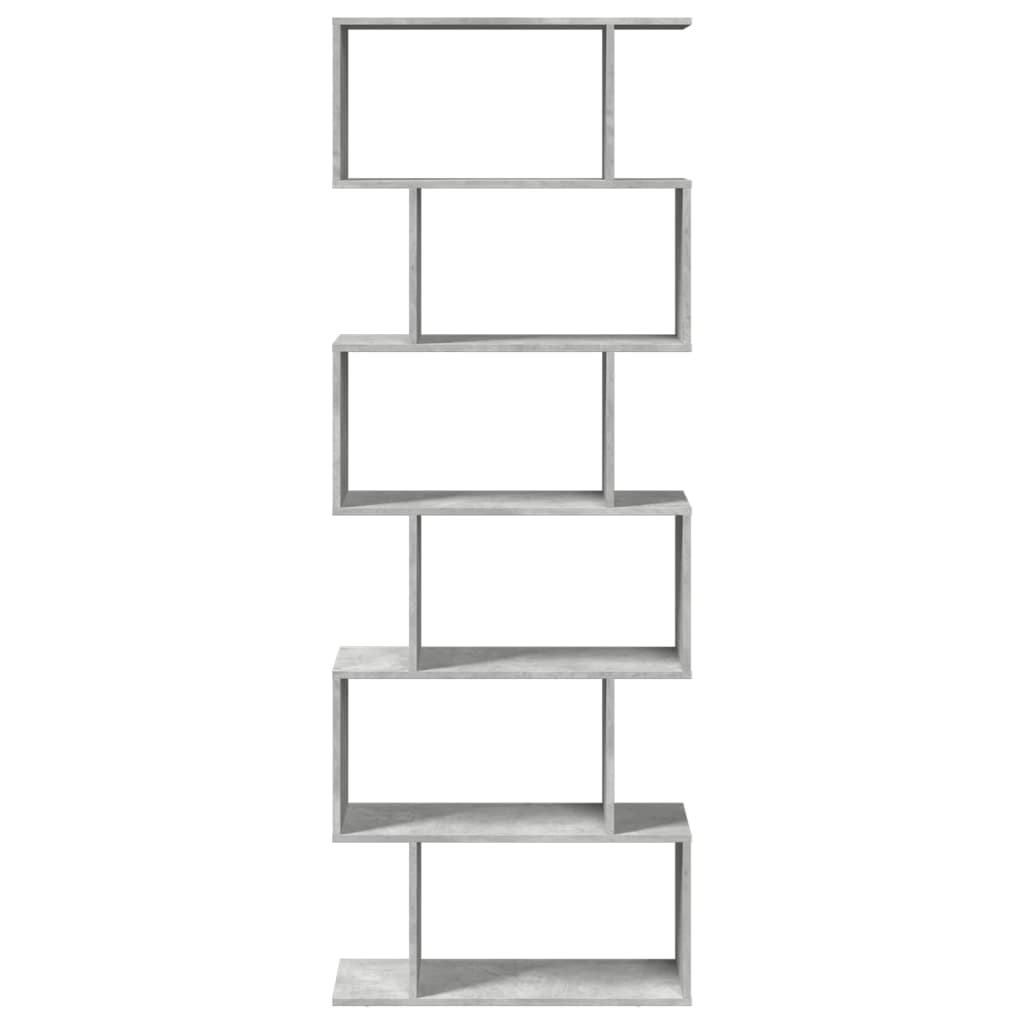 Étagère séparatrice de pièce à 6 niveaux gris béton 70x24x193cm - XIOS