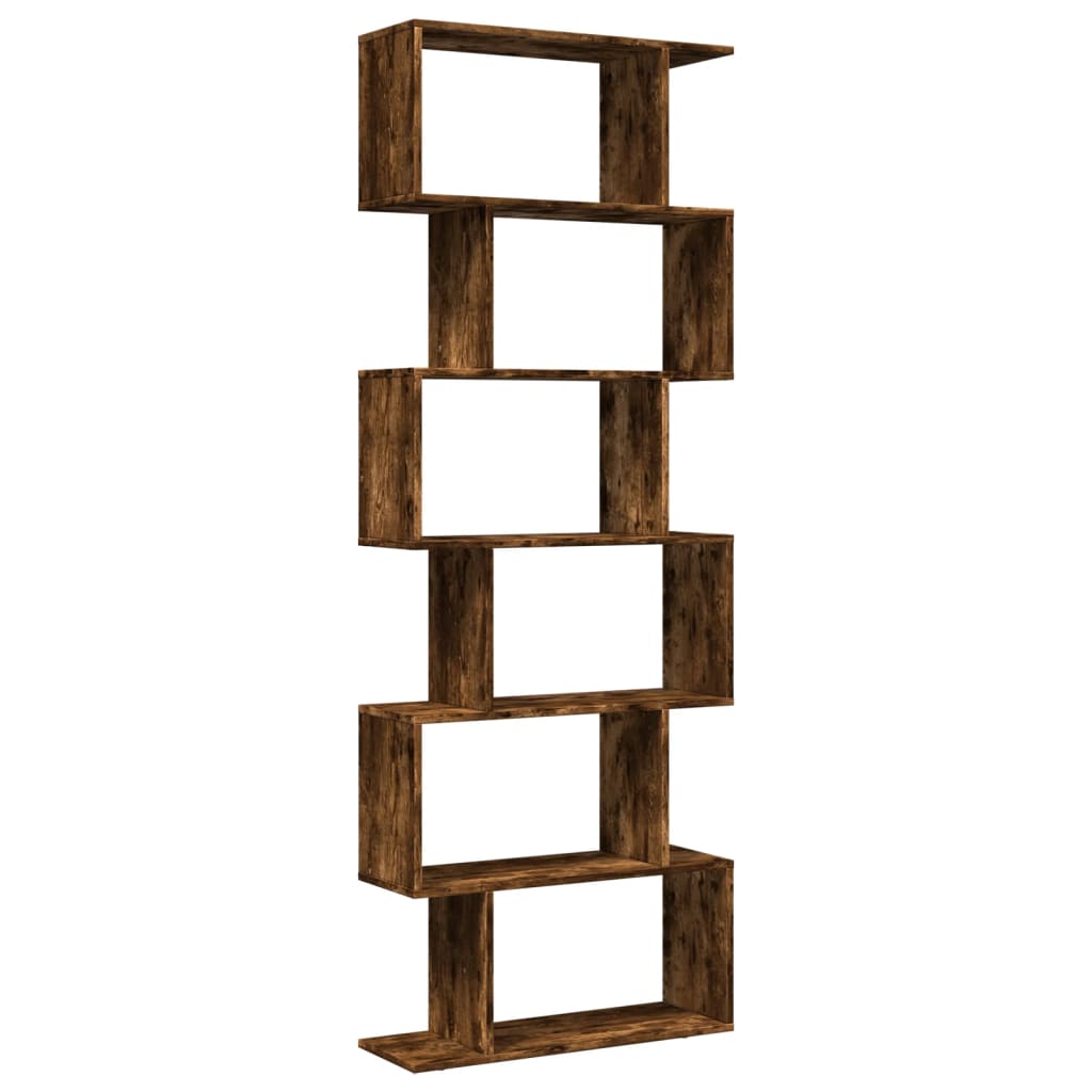 Étagère séparatrice de pièce à 6 niveaux chêne fumé 70x24x193cm - XIOS