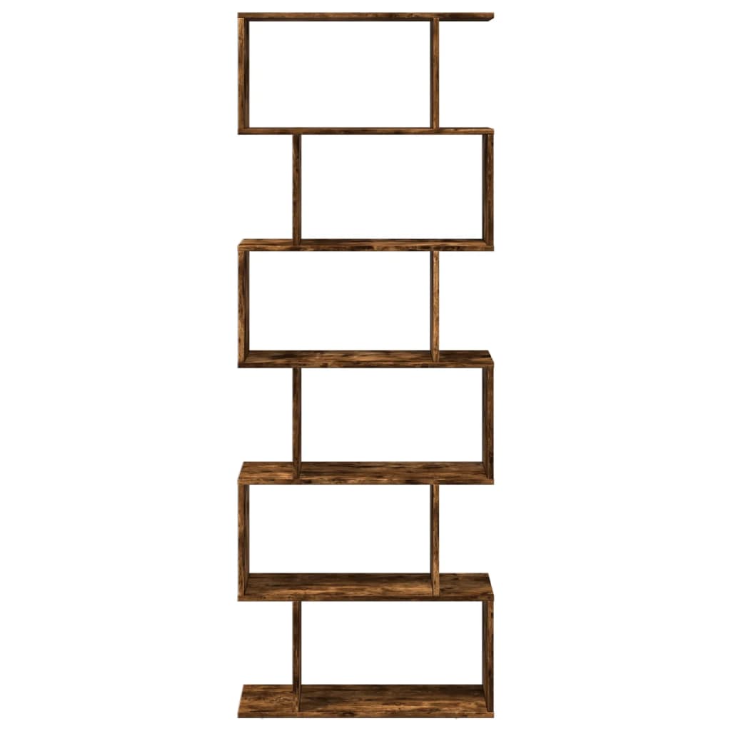 Étagère séparatrice de pièce à 6 niveaux chêne fumé 70x24x193cm - XIOS
