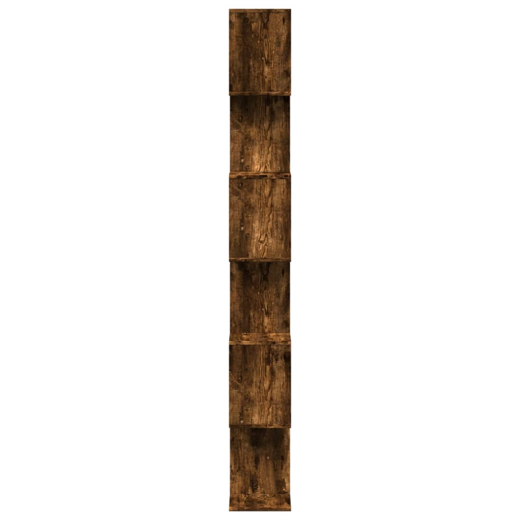 Étagère séparatrice de pièce à 6 niveaux chêne fumé 70x24x193cm - XIOS