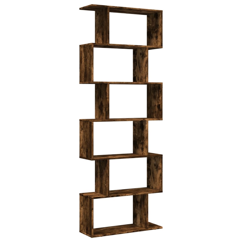 Étagère séparatrice de pièce à 6 niveaux chêne fumé 70x24x193cm - XIOS